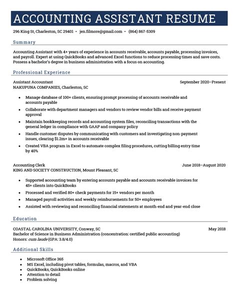 resume for accountant assistant